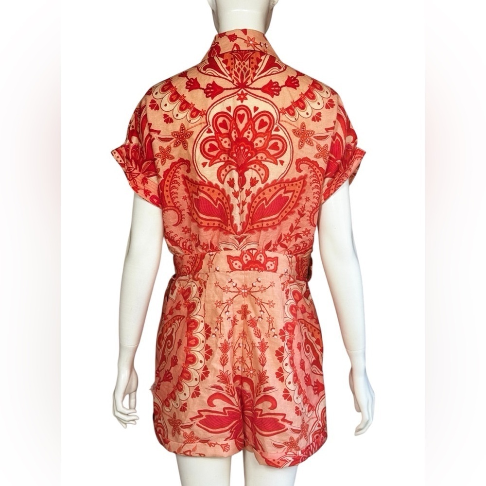 Farm Rio Jaipur Floral Paisley Linen Romper Size Medium - Picture 5 of 15